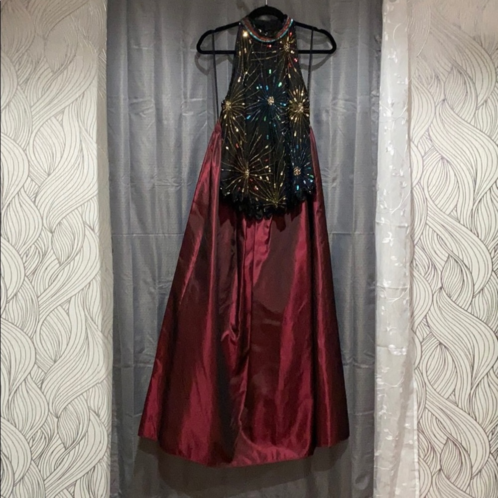 2 piece formal outfit sequin top and skirt